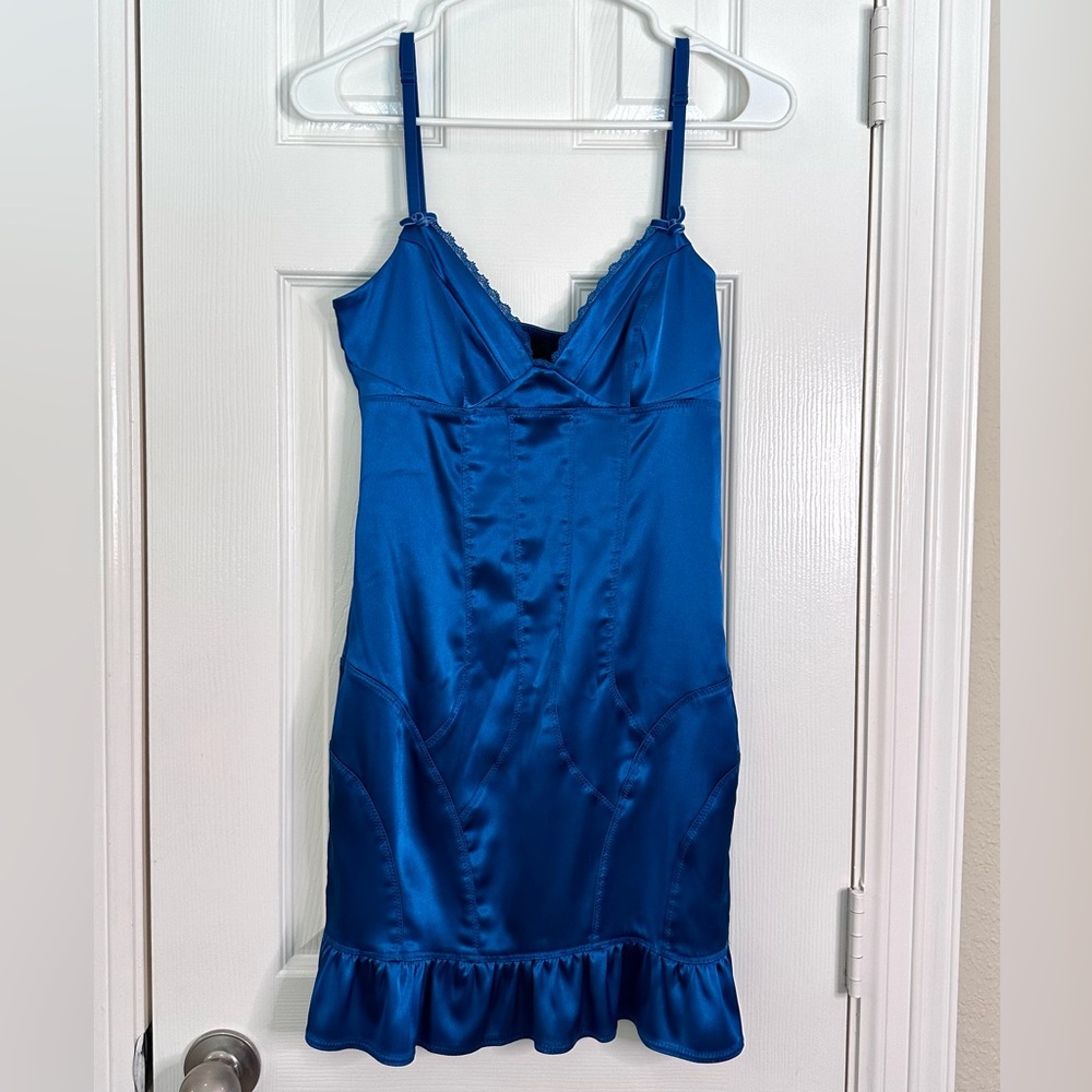 Vintage Turquoise Guess Spaghetti Strap Mini Dress, Size 5
